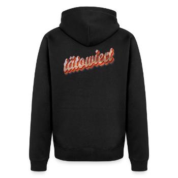 Tätowiert Retro Rot - Tattoo Schrift Schriftzug - Unisex Premium Bio Zip Hoodie - Schwarz - Hinten - Nico (187cm)