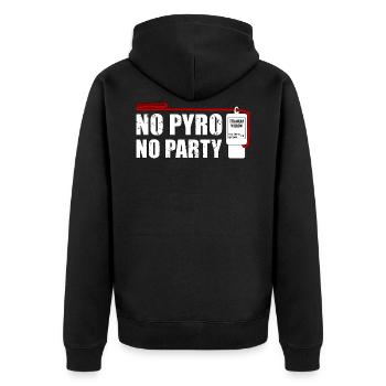 No pyro no party salut - Unisex Premium Bio Zip Hoodie - Schwarz - Hinten - Nico (187cm)