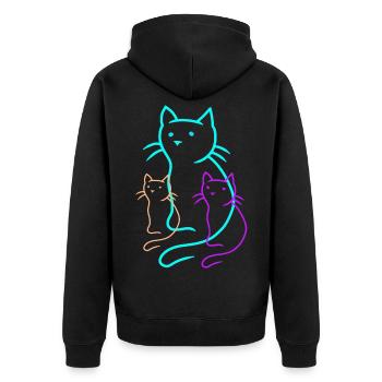 Cats Family Mama Children Kitten Baby Meow - Unisex Premium Organic Zip Hoodie - black - Back - Nico (187cm)