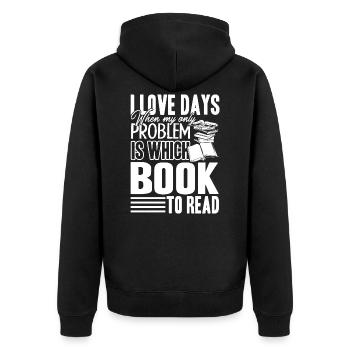 Book Love Reading Books - Unisex Premium Organic Zip Hoodie - black - Back - Nico (187cm)
