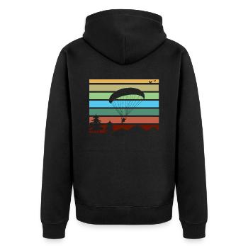 Gleitschirmfliegen - Unisex Premium Bio Zip Hoodie - Schwarz - Hinten - Nico (187cm)