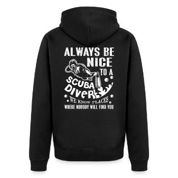Soyez toujours gentil avec un plongeur - Veste à capuche bio Premium Unisexe - noir - Dos - Nico (187cm)