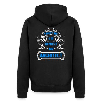 Architekt Vertrau mir, ich bin Architekt - Unisex Premium Bio Zip Hoodie - Schwarz - Hinten - Nico (187cm)