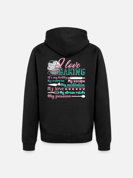Bäcker Ich liebe Backen - Unisex Premium Bio Zip Hoodie - Schwarz