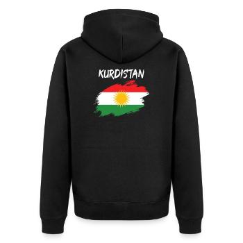Kurdistan kurdisch Fahne Flagge - Unisex Premium Bio Zip Hoodie - Schwarz - Hinten - Nico (187cm)