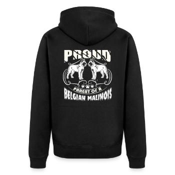 Stolze Eltern eines belgischen Malinois-Hemdes - Unisex Premium Bio Zip Hoodie - Schwarz - Hinten - Nico (187cm)