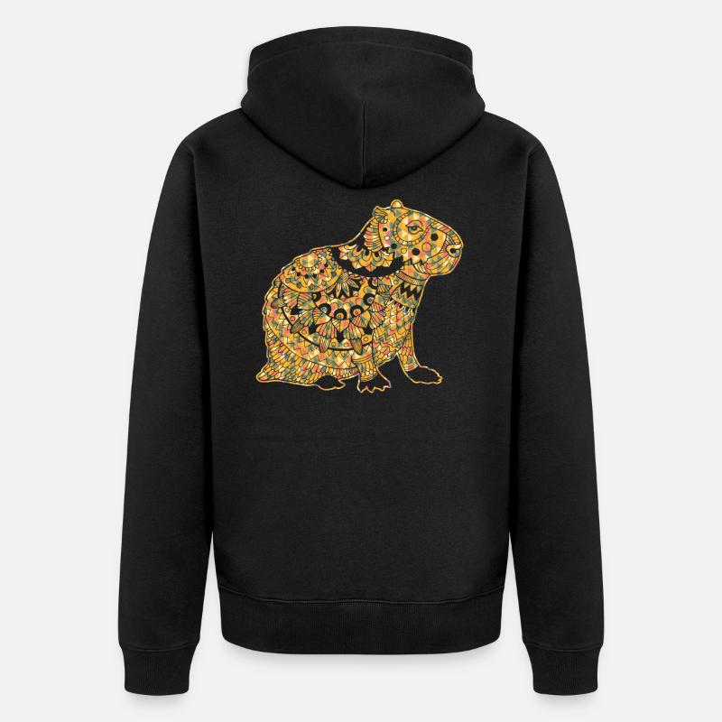 Chemises géométriques Capybara - Veste à capuche bio Premium Unisexe - noir