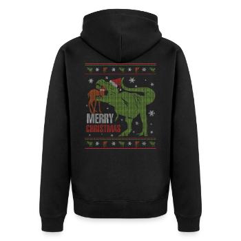 Pull de Noël laid dinosaure affamé - Veste à capuche bio Premium Unisexe - noir - Dos - Nico (187cm)