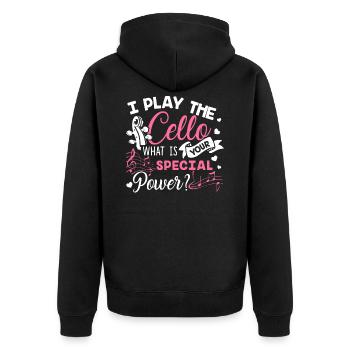 Cello Ich spiele das Cello - Unisex Premium Bio Zip Hoodie - Schwarz - Hinten - Nico (187cm)