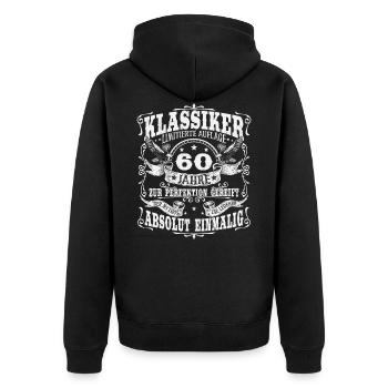 60. Geburtstag 60 Jahre Klassiker Geschenk - Unisex Premium Bio Zip Hoodie - Schwarz - Hinten - Nico (187cm)