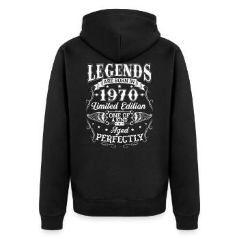 Les légendes sont nées en cadeau d'anniversaire 1970 - Veste à capuche bio Premium Unisexe - noir - Dos - Nico (187cm)