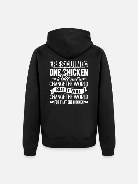 Chicken Rescuing Chickens - Unisex Premium Organic Zip Hoodie - black