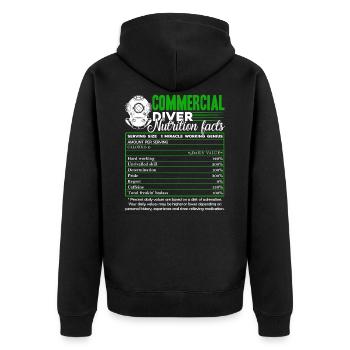 Nährwertangaben für kommerzielle Taucher - Unisex Premium Bio Zip Hoodie - Schwarz - Hinten - Nico (187cm)
