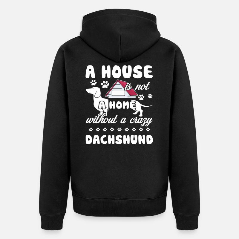 Dackelhaus ohne Dackel - Unisex Premium Bio Zip Hoodie - Schwarz