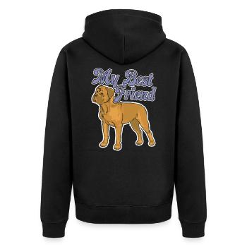 Dogue De Bordeaux Mein bester Freund Shirt - Unisex Premium Bio Zip Hoodie - Schwarz - Hinten - Nico (187cm)