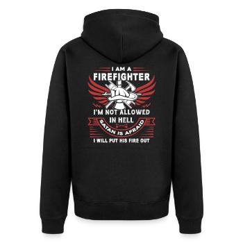 Firefighter I Am A Firefighter - Unisex Premium Organic Zip Hoodie - black - Back - Nico (187cm)