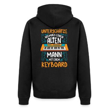 Keyboard Synthesizer Keyboarder Alter Mann - Unisex Premium Bio Zip Hoodie - Schwarz - Hinten - Nico (187cm)