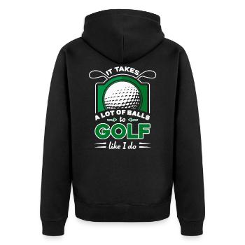 Golf Lustiger Golf - Unisex Premium Bio Zip Hoodie - Schwarz - Hinten - Nico (187cm)