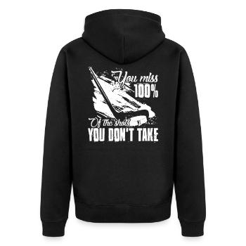 Hockey Lustiges Hockey - Unisex Premium Bio Zip Hoodie - Schwarz - Hinten - Nico (187cm)