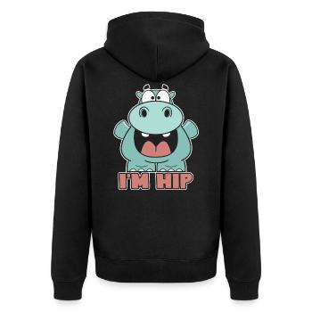 Nilpferd Niedliches Nilpferd - Unisex Premium Bio Zip Hoodie - Schwarz - Hinten - Nico (187cm)
