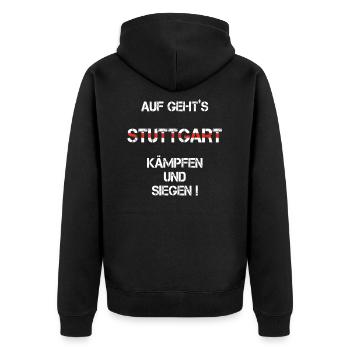 Stuttgart - Unisex Premium Bio Zip Hoodie - Schwarz - Hinten - Nico (187cm)