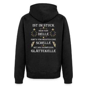 Stuckateur Gipser lustiges Spruch Design - Unisex Premium Bio Zip Hoodie - Schwarz - Hinten - Nico (187cm)