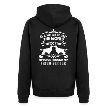 Irish Setter Shirt - Unisex Premium Bio Zip Hoodie - Schwarz - Hinten - Nico (187cm)