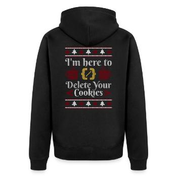 Ugly Sweater IT Nerd Cookie Deleting - Unisex Premium Bio Zip Hoodie - Schwarz - Hinten - Nico (187cm)