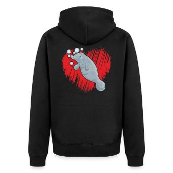 Manatee Love Manatee - Unisex Premium Organic Zip Hoodie - black - Back - Nico (187cm)