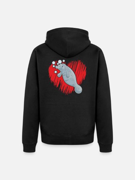 Manatee Love Manatee - Unisex Premium Organic Zip Hoodie - black