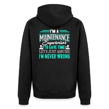 Je suis un superviseur de la maintenance - Veste à capuche bio Premium Unisexe - noir - Dos - Nico (187cm)