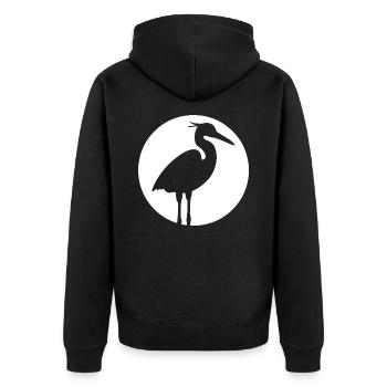 Japan Kranich Symbol Reiher Silberreiher - Unisex Premium Bio Zip Hoodie - Schwarz - Hinten - Nico (187cm)