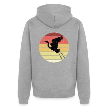 Little egret heron bird white heron crane - Unisex Premium Organic Zip Hoodie - heather grey - Back - Nico (187cm)