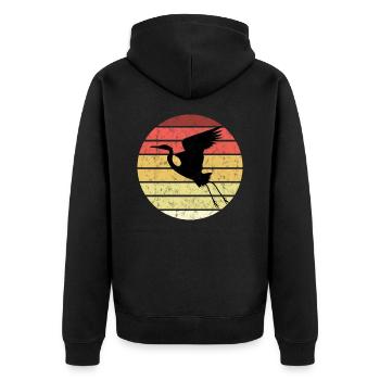 Seidenreiher reiher Vogel weißer Reiher Kranich - Unisex Premium Bio Zip Hoodie - Schwarz - Hinten - Nico (187cm)