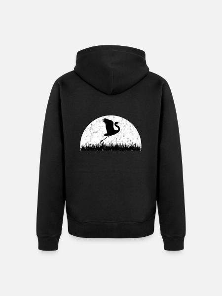 Kran japan hejrer grå hejrer hejre arter - Premium økologisk unisex-hættejakke - sort