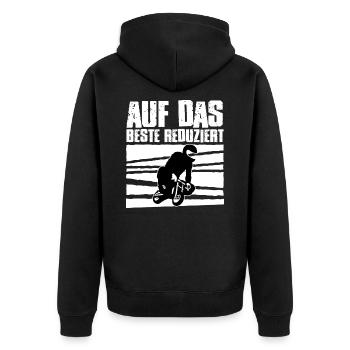 Pocket Bike reduziert Geschenkidee Motorrad Biker - Unisex Premium Bio Zip Hoodie - Schwarz - Hinten - Nico (187cm)