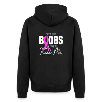 Breast Cancer Breast Cancer Breast Cancer Month - Unisex Premium Organic Zip Hoodie - black - Back - Nico (187cm)