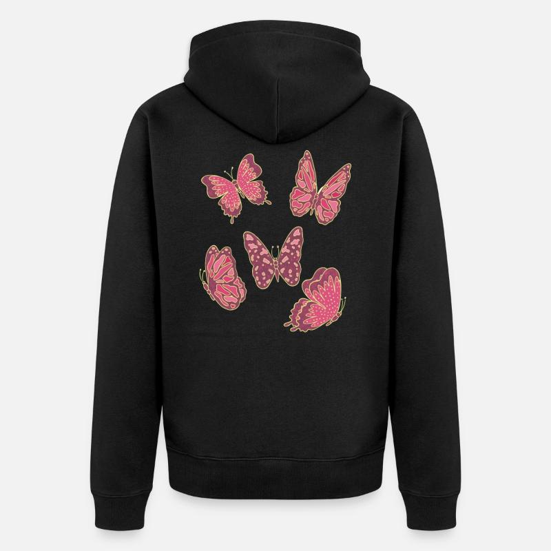 Papillon papillon nature - Veste à capuche bio Premium Unisexe - noir