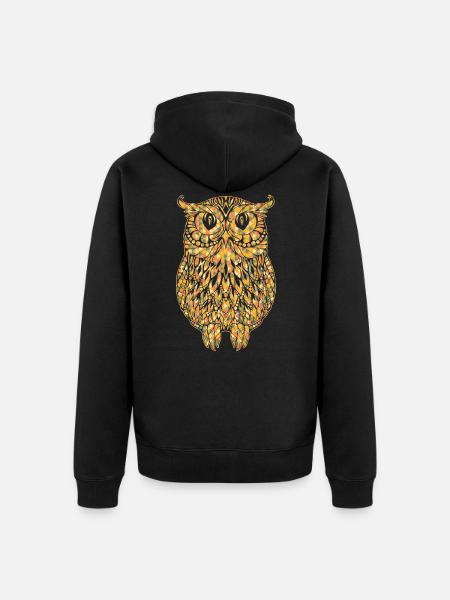 Owl Geometric Shirts - Unisex Premium Organic Zip Hoodie - black