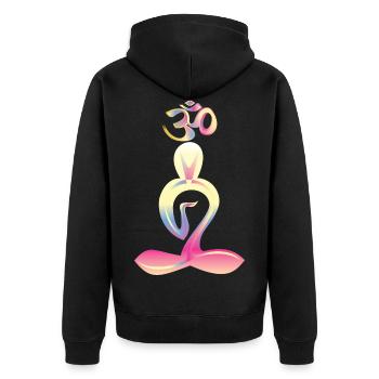 ohm - Unisex Premium Bio Zip Hoodie - Schwarz - Hinten - Nico (187cm)