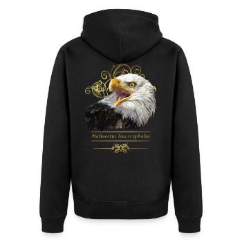 Weißkopfseeadler - Unisex Premium Bio Zip Hoodie - Schwarz - Hinten - Nico (187cm)