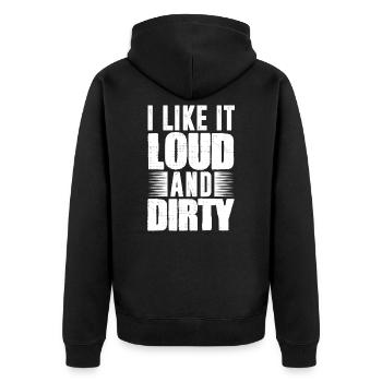 Motocross Geschenk - Unisex Premium Bio Zip Hoodie - Schwarz - Hinten - Nico (187cm)