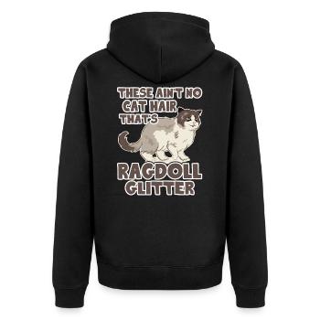Dies ist kein Katzenhaar, das Ragdoll Glitter Tee ist - Unisex Premium Bio Zip Hoodie - Schwarz - Hinten - Nico (187cm)