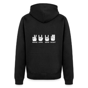 Pfadi handzeichen Pfadfinder - Unisex Premium Bio Zip Hoodie - Schwarz - Hinten - Nico (187cm)