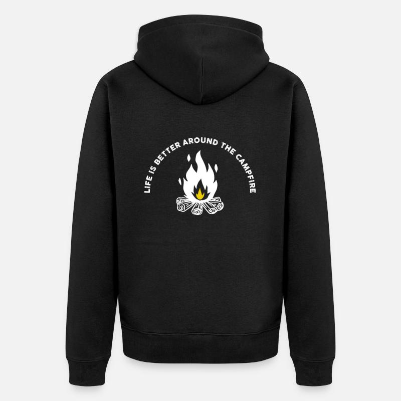 Pfadfinder Lagerfeuer - Unisex Premium Bio Zip Hoodie - Schwarz