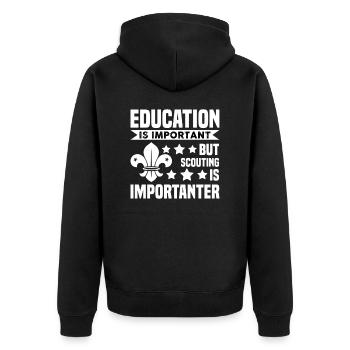 Pfadfinder Bildung Pfadi Geschenk - Unisex Premium Bio Zip Hoodie - Schwarz - Hinten - Nico (187cm)