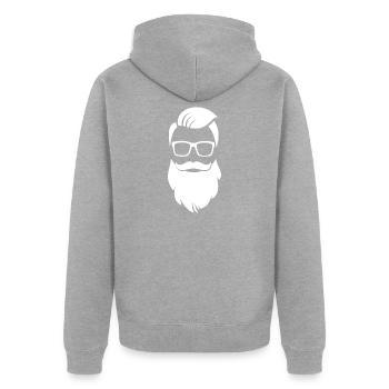hipster - Unisex Premium Organic Zip Hoodie - heather grey - Back - Nico (187cm)