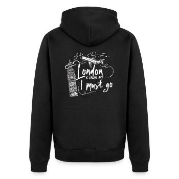 London - Big Ben - Unisex Premium Bio Zip Hoodie - Schwarz - Hinten - Nico (187cm)