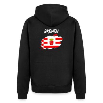 Bremen - Unisex Premium Organic Zip Hoodie - black - Back - Nico (187cm)