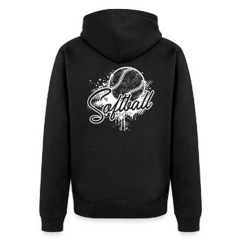 Softball Liebe Softball - Unisex Premium Bio Zip Hoodie - Schwarz - Hinten - Nico (187cm)